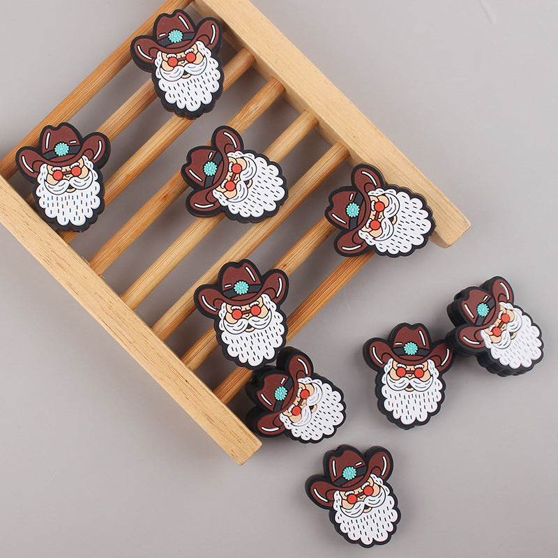 Wholesale 3pcs Western Cowboy White Beard Grandpa Silicone DIY Accessories Beads